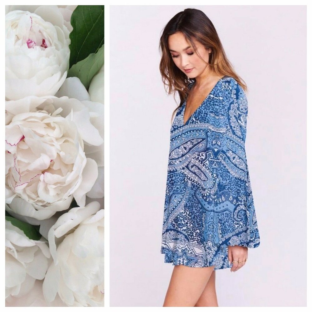 SHOW ME YOUR MUMU BLUE PAISLEY TIE BACK ROMPER